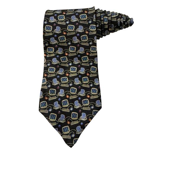 Save The Children Stephen Age 13 Cool Computers Vintage Necktie 100% Silk - Picture 1 of 8